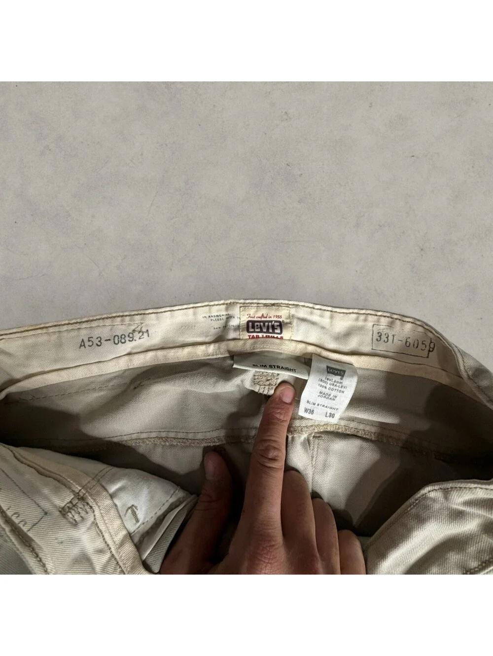 Levi's Tab Twills Beige Pants Slim Straight Legs Casual Pants Size 36x30
